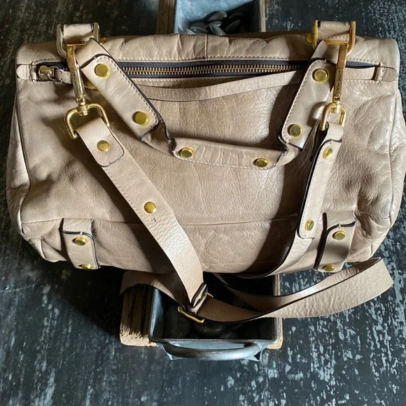 Golden Lane Soave Duo Bloomingdale’s Medium Leather Satchel Purse Bag - Picture 2 of 16